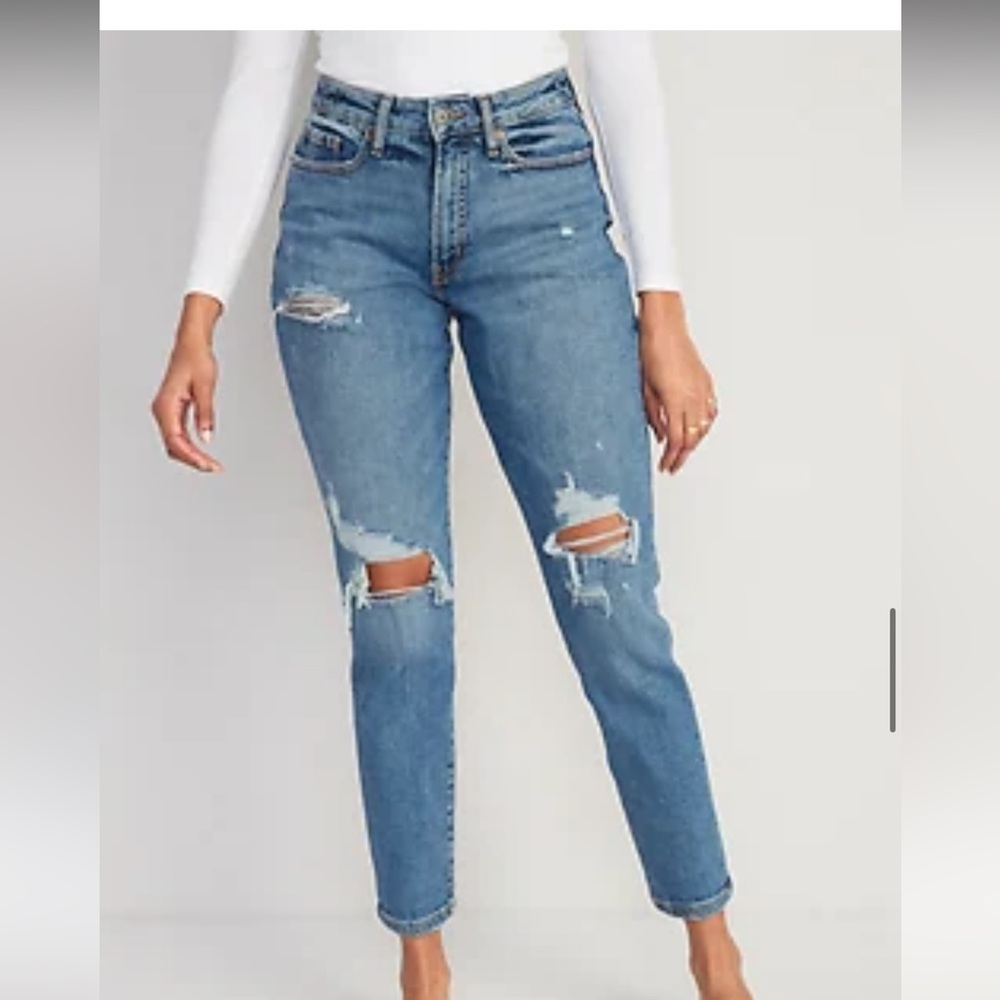Women’s Curvy High Waisted OG Straight Ripped Jeans Old Navy